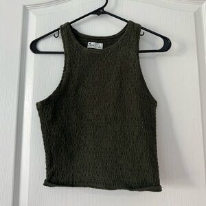 Army green straight ribbed tank